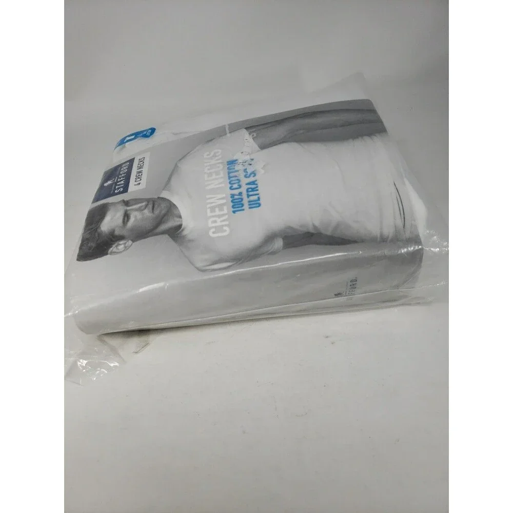 Stafford JCP Large 4 Crew Neck T-Shirts 100% Cotton Ultra Soft NOS Open Package